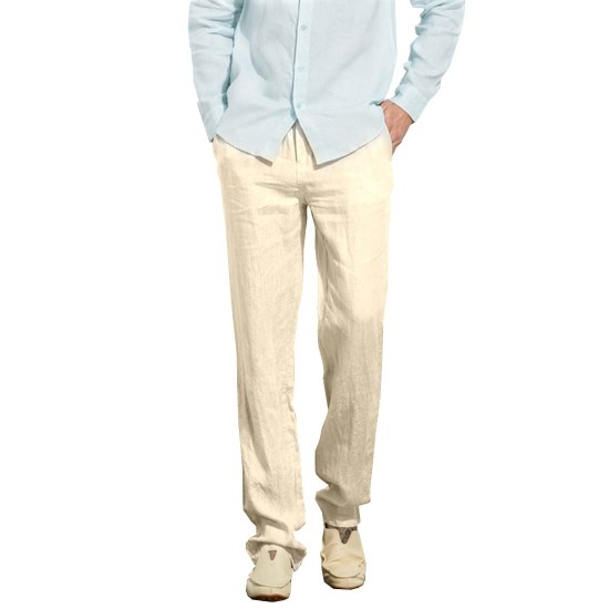 Men's casual beach pants elastic lightweight linen summer pants Men's casual beach pants elastic lightweight linen summer pants