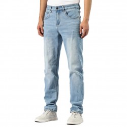 Men's loose slim stretch work jeans - straight leg blue elastic