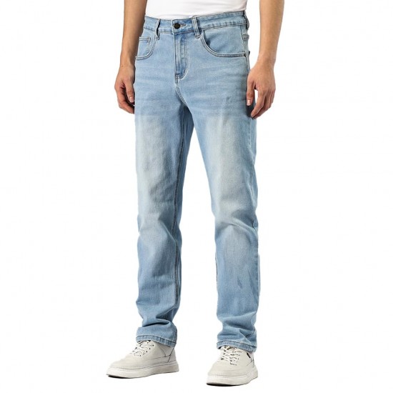 Men's loose slim stretch work jeans - straight leg blue elastic Men's loose slim stretch work jeans - straight leg blue elastic