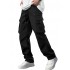 Men's casual work pants exercise jogger stretch athletic hiking drawstring tactical multi-pocket pants