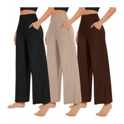 3-pack women's wide-leg high-waist loose athletic casual yoga palazzo pants