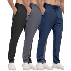 3-pack men's athletic joggers with zip pockets gym running pants
