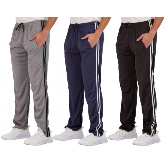 3-pack men's mesh athletic gym casual open-bottom sweatpants with pockets (plus sizes available) 3-pack men's mesh athletic gym casual open-bottom sweatpants with pockets (plus sizes available)