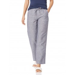 Linen-blend drawstring loose wide-leg pants (plus sizes available)