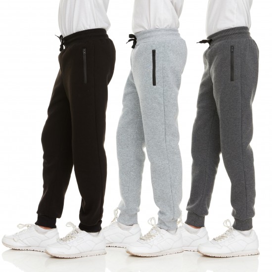 3-pack boys' athletic pants wool exercise kids' joggers with zip pockets & drawstring (sizes 4-20) 3-pack boys' athletic pants wool exercise kids' joggers with zip pockets & drawstring (sizes 4-20)