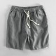 Summer lightweight breathable ramie shorts solid color minimalist elastic drawstring linen-cotton beach loose pants Summer lightweight breathable ramie shorts solid color minimalist elastic drawstring linen-cotton beach loose pants