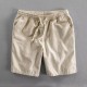 Summer lightweight breathable ramie shorts solid color minimalist elastic drawstring linen-cotton beach loose pants Summer lightweight breathable ramie shorts solid color minimalist elastic drawstring linen-cotton beach loose pants