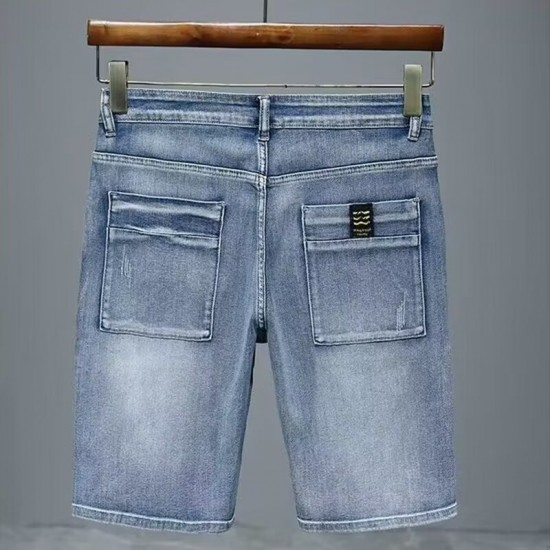 2025 new summer thin denim shorts men's 5-inch loose straight-leg casual stretch horse-riding 2025 new summer thin denim shorts men's 5-inch loose straight-leg casual stretch horse-riding