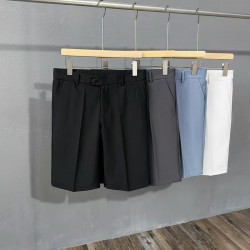 Casual 4/5-inch shorts men's drape summer thin ice silk dress shorts loose straight-leg white