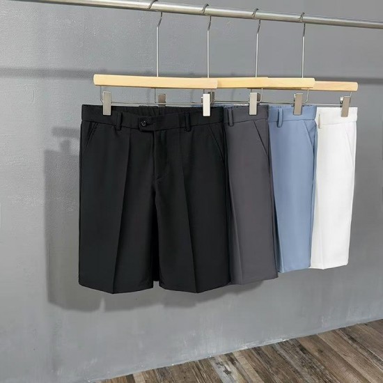 Casual 4/5-inch shorts men's drape summer thin ice silk dress shorts loose straight-leg white Casual 4/5-inch shorts men's drape summer thin ice silk dress shorts loose straight-leg white