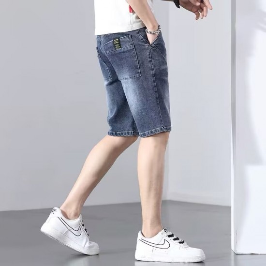 High-end trendy men's denim shorts summer loose straight-leg stretchy casual thin 5-inch mid-length pants High-end trendy men's denim shorts summer loose straight-leg stretchy casual thin 5-inch mid-length pants