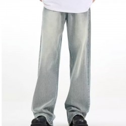 American retro washed drape straight-leg jeans streetwear loose light blue vintage pants