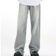 American retro washed drape straight-leg jeans streetwear loose light blue vintage pants American retro washed drape straight-leg jeans streetwear loose light blue vintage pants