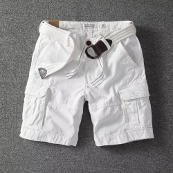 Trendy military green cotton workwear shorts men's 2025 summer Korean street loose multi-pocket 5-inch