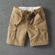 Trendy military green cotton workwear shorts men's 2025 summer Korean street loose multi-pocket 5-inch Trendy military green cotton workwear shorts men's 2025 summer Korean street loose multi-pocket 5-inch