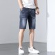High-end trendy men's denim shorts summer loose straight-leg stretchy casual thin 5-inch mid-length pants High-end trendy men's denim shorts summer loose straight-leg stretchy casual thin 5-inch mid-length pants