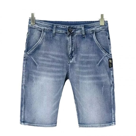 2025 new summer thin denim shorts men's 5-inch loose straight-leg casual stretch horse-riding 2025 new summer thin denim shorts men's 5-inch loose straight-leg casual stretch horse-riding